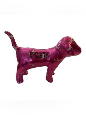 PINK Victoria's Secret Shiny Hot Pink Puppy Plush Toy with Logo